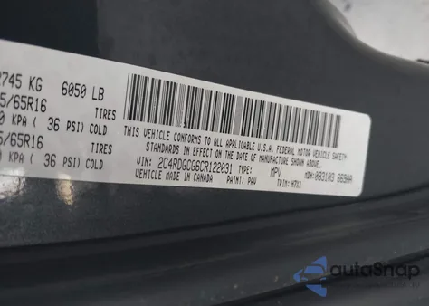 2012 Dodge Grand Caravan Sxt z USA, uszkodzony, nr VIN 2C4RDGCG6CR122031